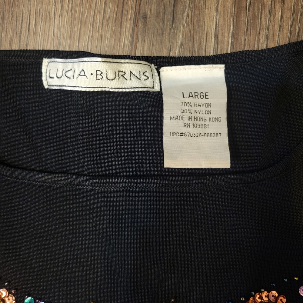 1990s Vintage Lucia Burns Beaded Sequin Butterfly Top - Picture 6 of 9